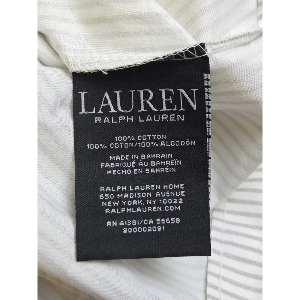 2 LAUREN Ralph Lauren Oxford Stripe Gray Cottage White Farmhouse King Pillowcase